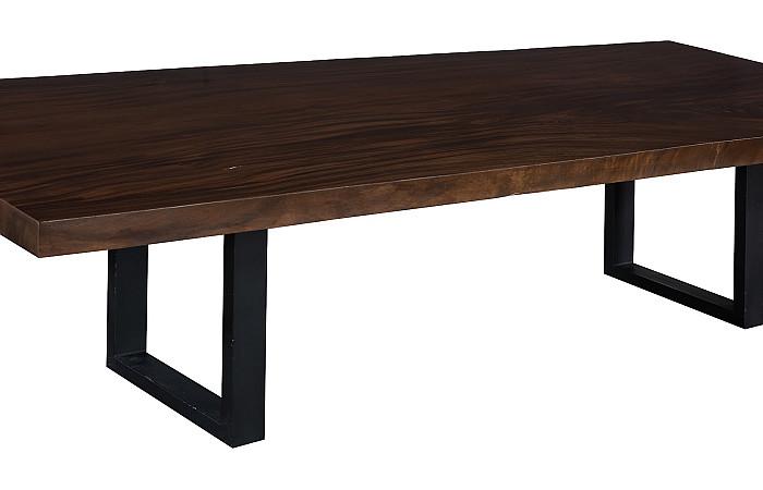 Straight Edge Dining Table, Perfect Brown, Satin Black Legs