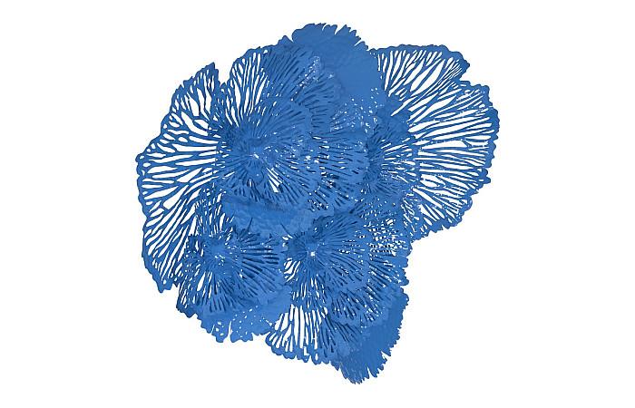 Flower Wall Art, Large, Blue, Metal