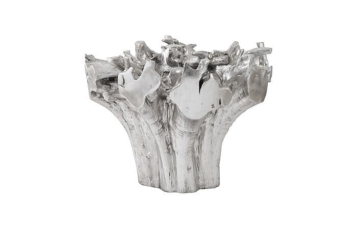 Cast Root Small Silver Dining Table Base, With Glass