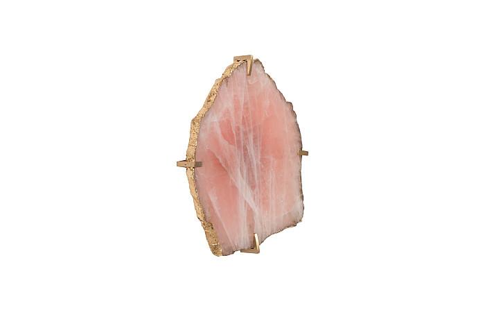 Gem Wall Tile in Brass Setting, Rose Quartz