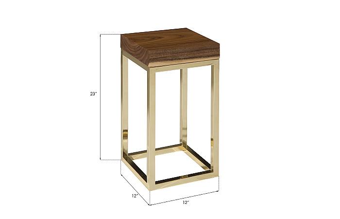 Hayden End Table, Natural, Narrow, Square, Plated Brass Base