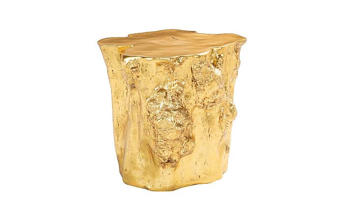 Log Side Table, Gold Leaf