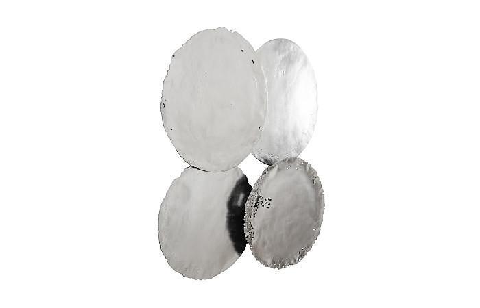 Cast Oil Drum Wall Discs, Silver Leaf, Set of 4
