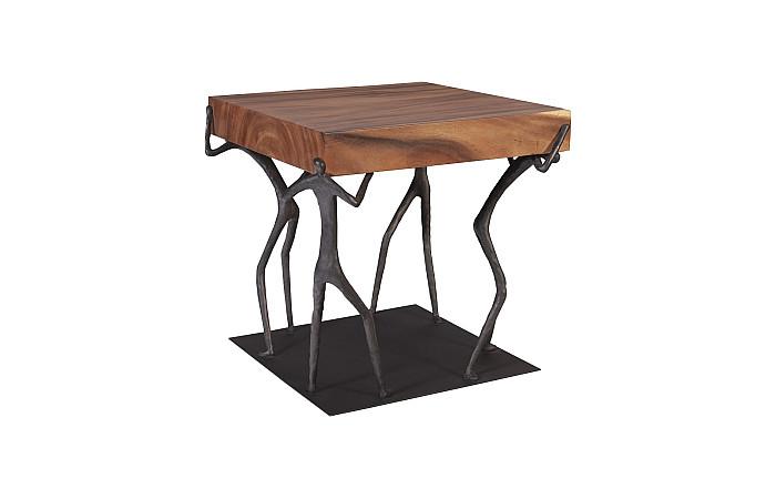 Atlas Side Table, Chamcha Wood, Natural, Metal