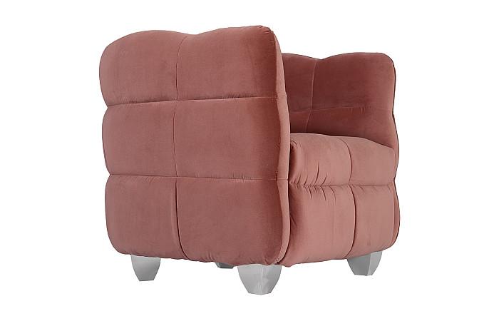 Cloud Club Chair, Coral Pink Fabric, Stainless Steel Legs