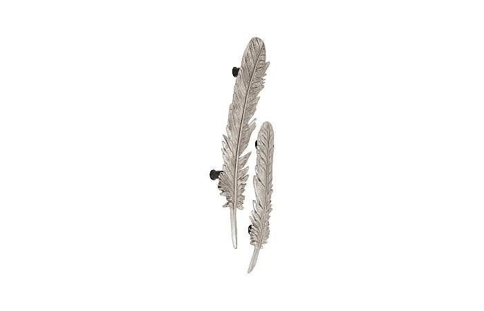 Feathers Wall Art, Small, Silver Leaf, Set of 2