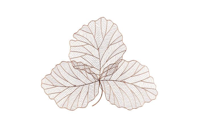 Tri Leaf Wall Art, Small, Metal, Copper/Black
