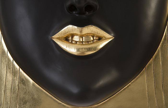 Fashion Faces Wall Art, Large, Smile, Black and Gold Leaf