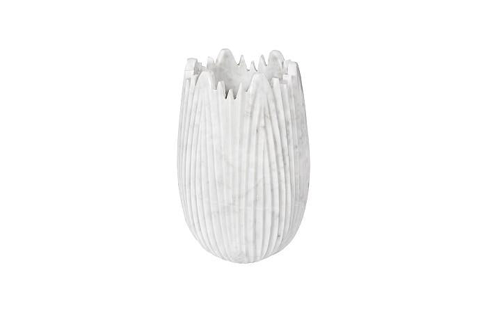 Marble Cocoon Vase, White, Small