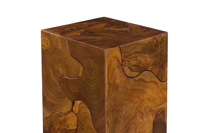 Teak Slice Pedestal, Square, LG