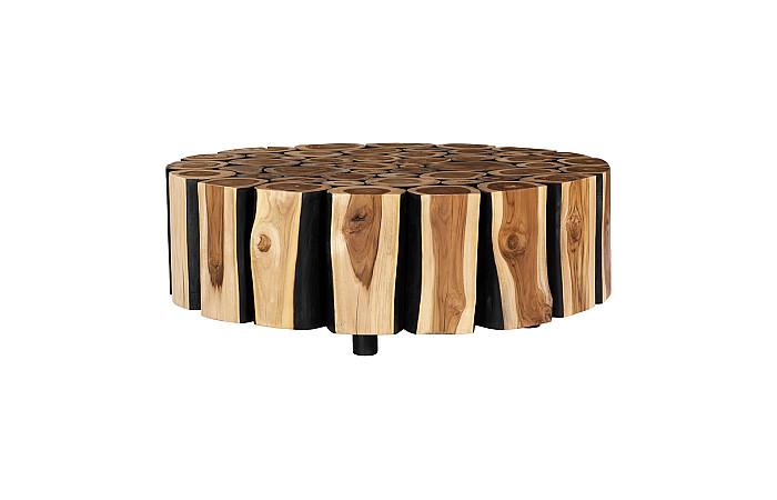 Boscage Coffee Table on Black Metal Legs, Round
