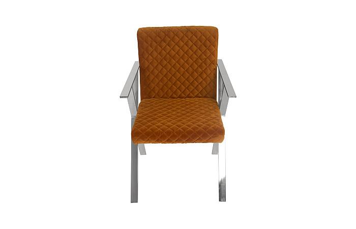 Allure Dining Chair, Quilted Orange, Stainless Steel Frame