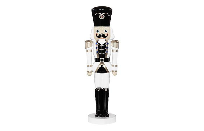 Nutcracker Soldier Sculpture 6ft, Black, White, and Gold