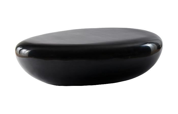 River Stone Coffee Table, Gel Coat Black, Large