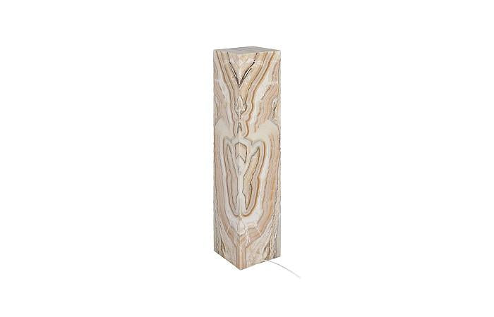 Onyx Lamp Pedestal, Square, Zebra White