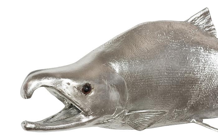 Sockeye Salmon Fish Wall Sculpture, Resin, Silver Leaf