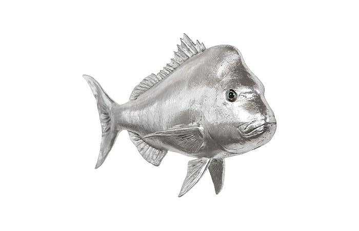 Australian Snapper Fish Wall Sculpture, Resin, Silver Leaf