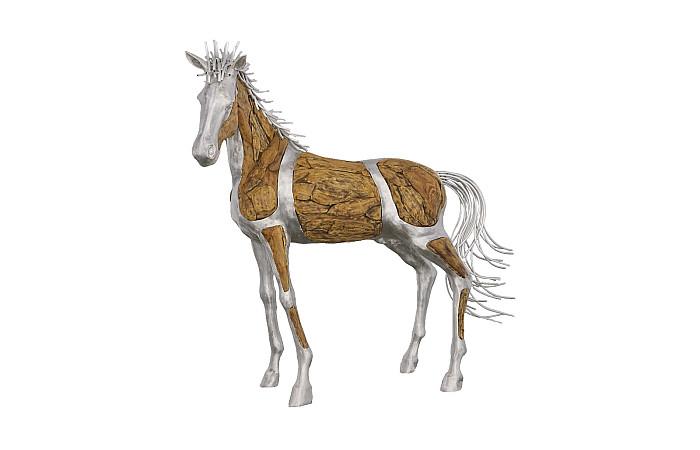 Mustang Horse Woodland Sculpture, Standing