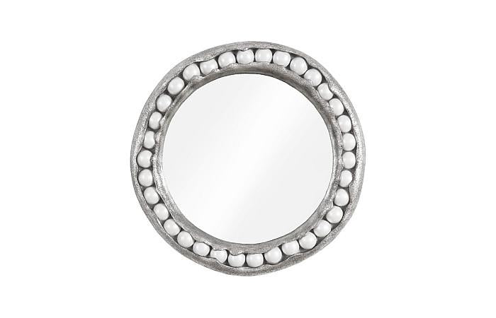 Pearl Mirror, Silver Leaf, Round