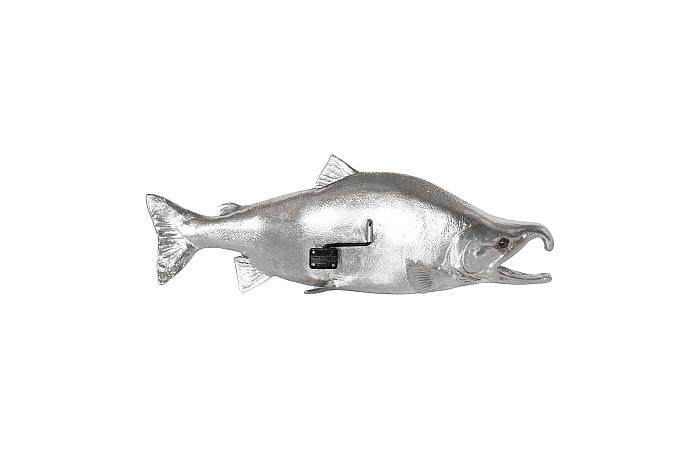Sockeye Salmon Fish Wall Sculpture, Resin, Silver Leaf