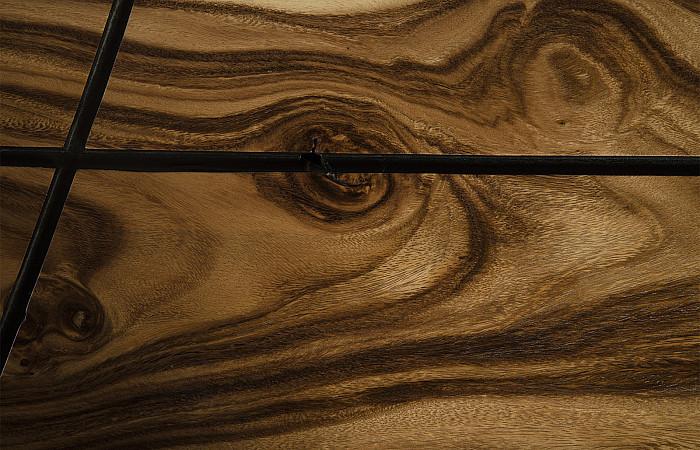 Criss Cross Console Table on Black Iron Legs, Chamcha Wood