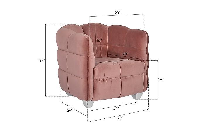Cloud Club Chair, Coral Pink Fabric, Stainless Steel Legs