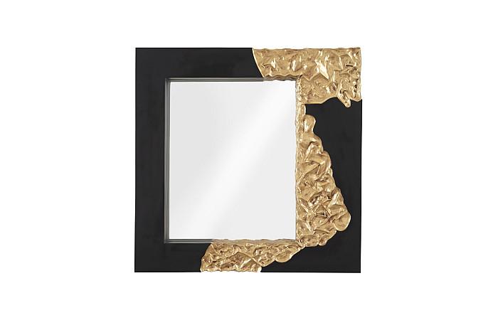 Mercury Mirror, Square, Black, Gold Leaf