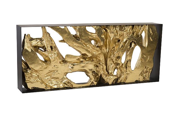 Cast Root Metal Framed Console Table, Resin, Gold Leaf, LG