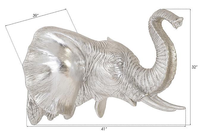 Elephant Wall Art, Resin, Silver Leaf
