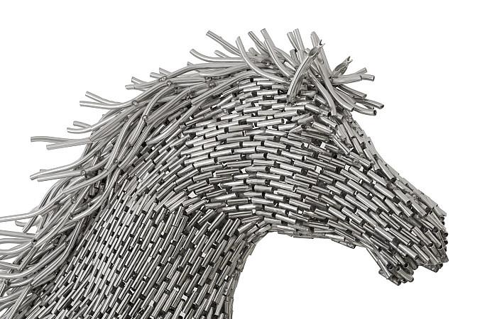 Horse Pipe Sculpture, Galloping, Stainless Steel