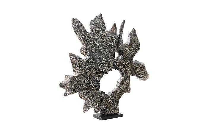 Teak Sculpture on Stand, Black Wash