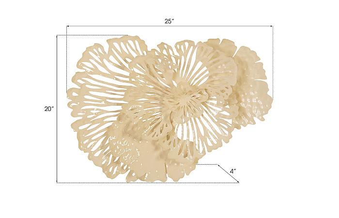 Flower Wall Art, Small, Ivory, Metal