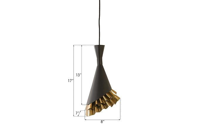 Ruffle Pendant Lamp, Black/Brass