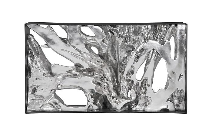 Cast Root Metal Framed Console Table, Resin, Silver Leaf, SM