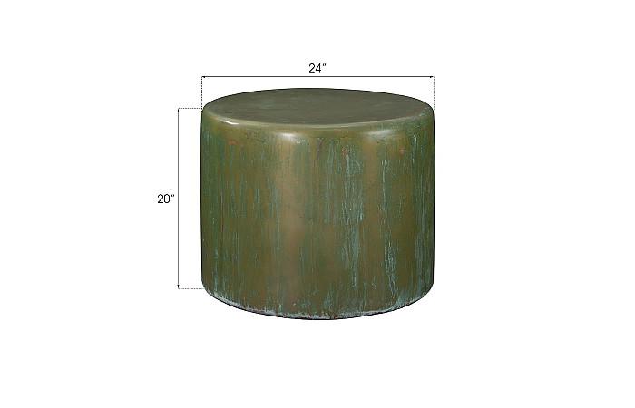 Button End Table, Lichen Finish