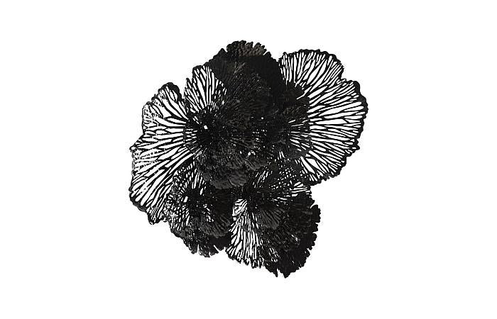 Flower Wall Art, Large, Black, Metal