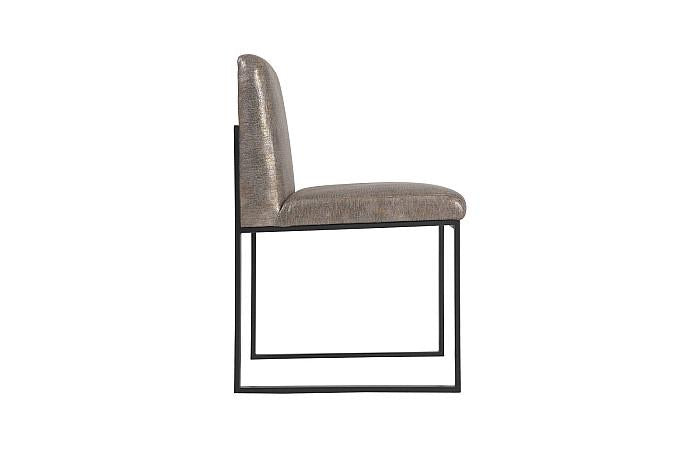 Frozen Dining Chair, Python Gold Fabric, Matte Black Metal Frame