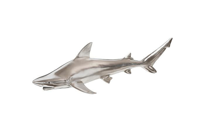 Black Tip Reef Shark Wall Sculpture, Resin, Silver Leaf