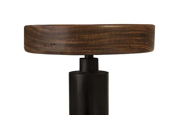 Black Iron Bar Stool, Swivel Seat, Natural