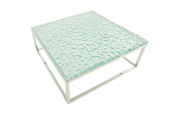Bubble Glass Coffee Table, Stainless Steel Base