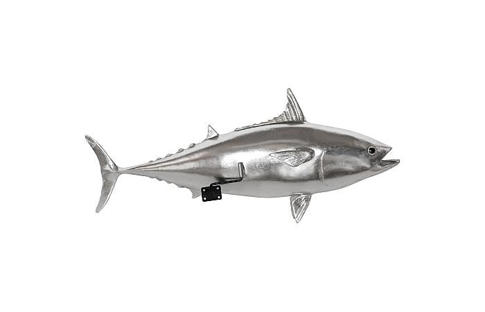 Mackerel Fish Wall Sculpture, Resin, Silver Leaf