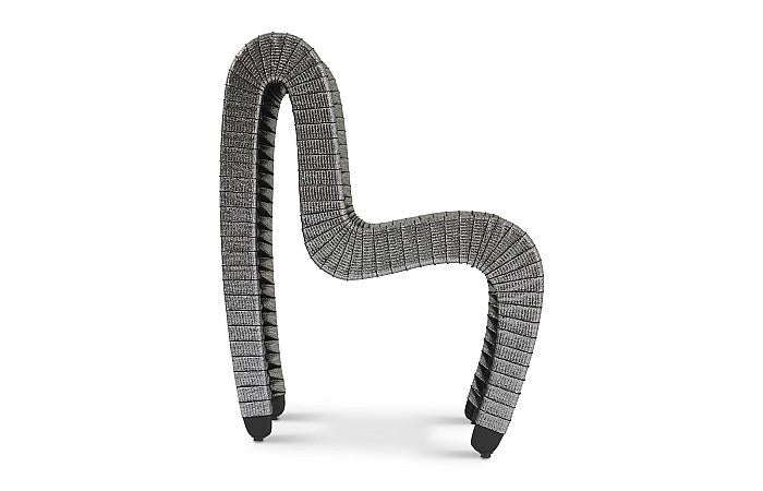 Seat Belt Dining Chair, Silver, Metallic