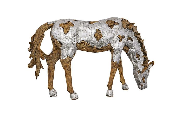 Mustang Horse Armored Sculpture, Grazing