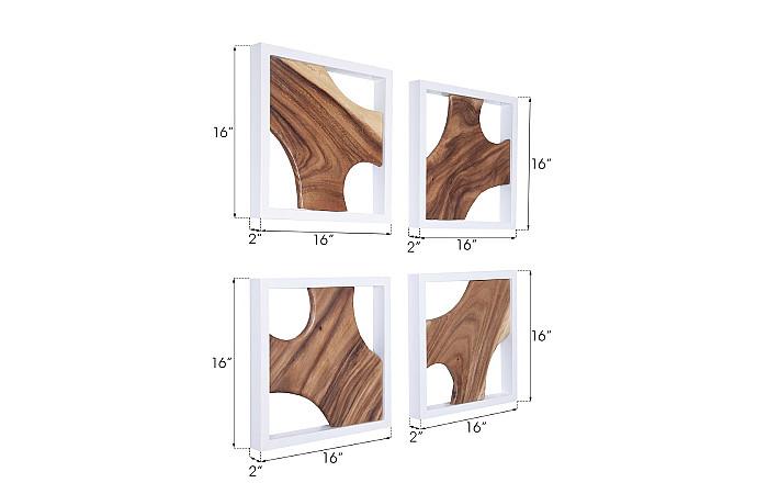 Framed Slice Wall Tile, White Frame , Set of 4