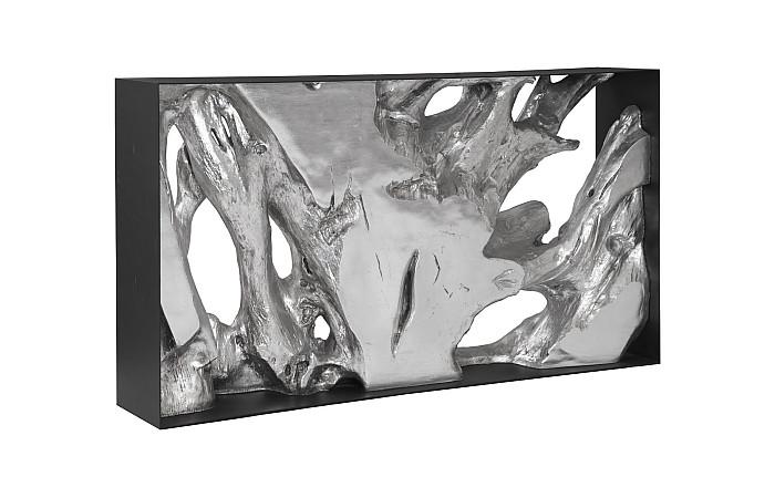 Cast Root Metal Framed Console Table, Resin, Silver Leaf, SM