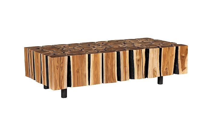 Boscage Coffee Table on Black Metal Legs, Rectangular