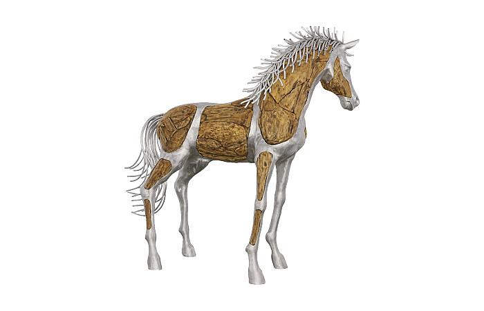 Mustang Horse Woodland Sculpture, Standing