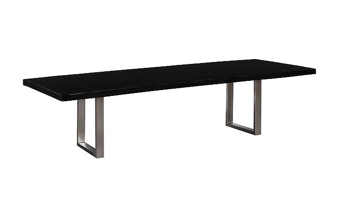 Straight Edge Dining Table, Midnight Black, Brushed Stainless Steel Legs