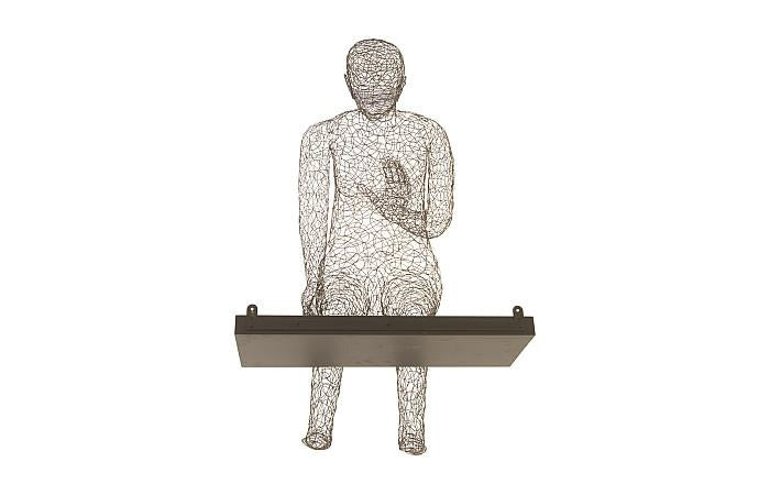 Crazy Wire Figure, Black Powder Coat, W/Black Wood Shelf