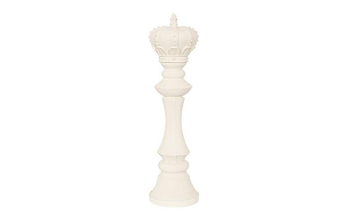 King Chess Sculpture, Cast Stone White, Small